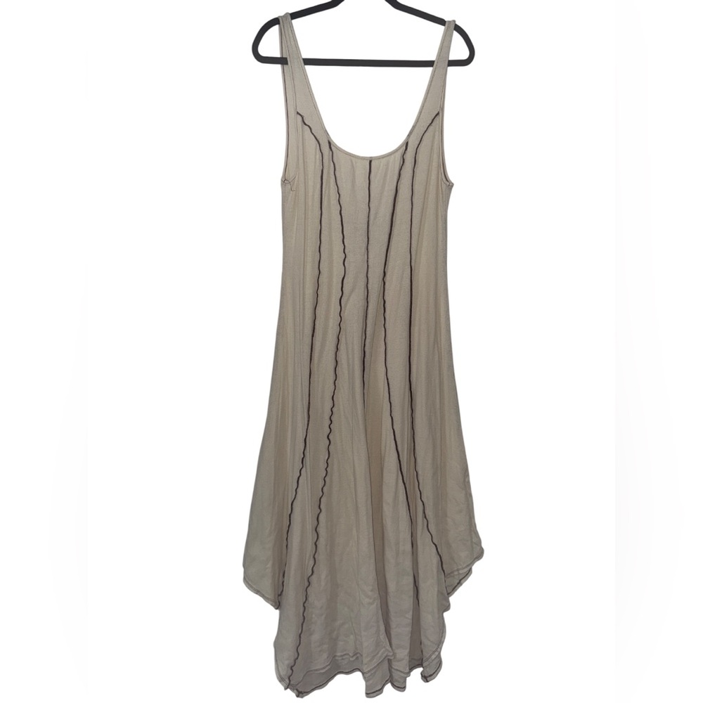 FREE PEOPLE  Corrine bohemian striped Midi Dress - Seed Pearl‎ - Picture 4 of 11